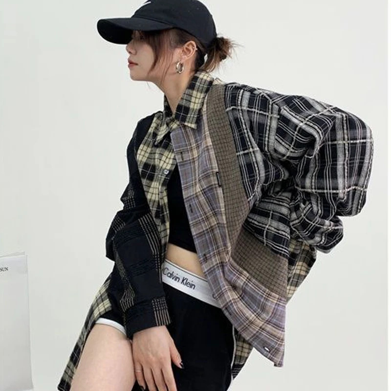 Vintage Fashion Jacket - American High Street Plaid Shir Women