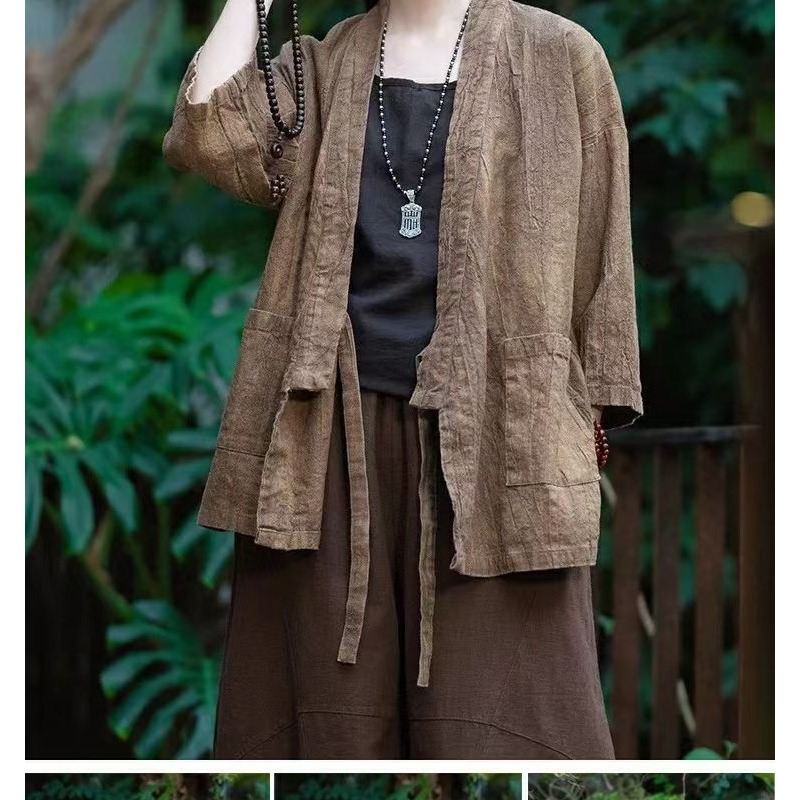 Vintage Fashion Jacket - Women's Chinese Style Cotton Linen Top