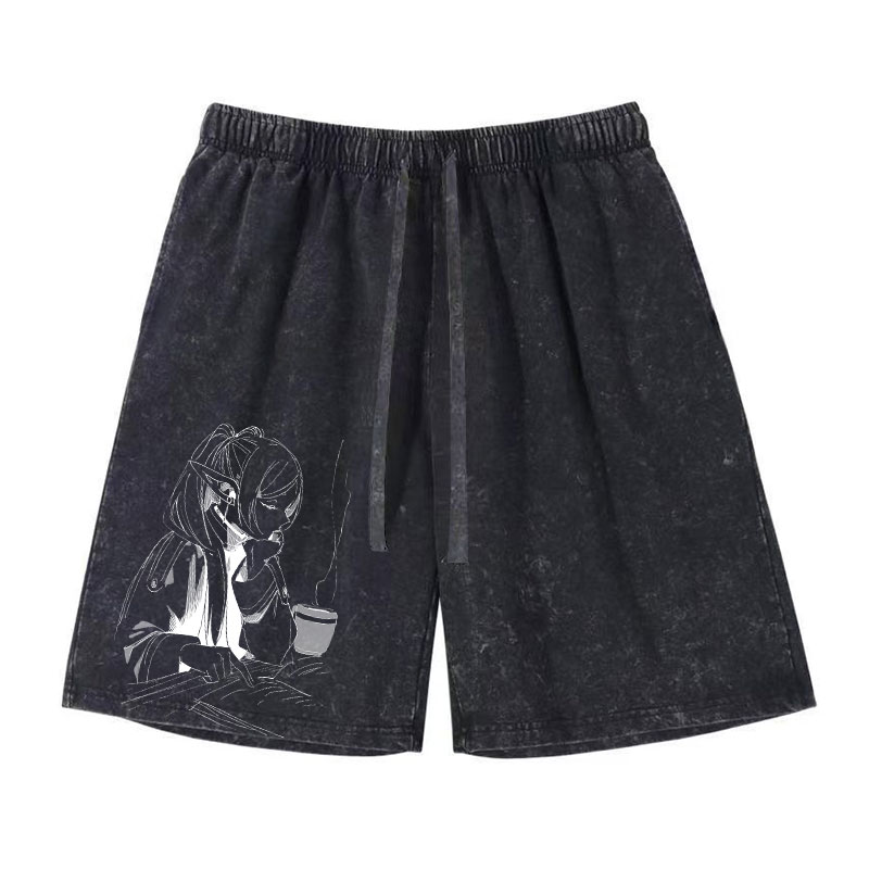 Fashion Y Vintage - Anime Frieren Shorts Vintage Washed Manga