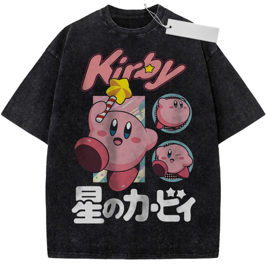 Fashion Y Vintage - Unisex Washed Black Vintage T-shirt Kirby