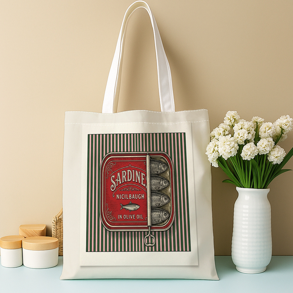 Vintage Fashion Revival - Vintage Fish Symbol Print Handbag Foldable