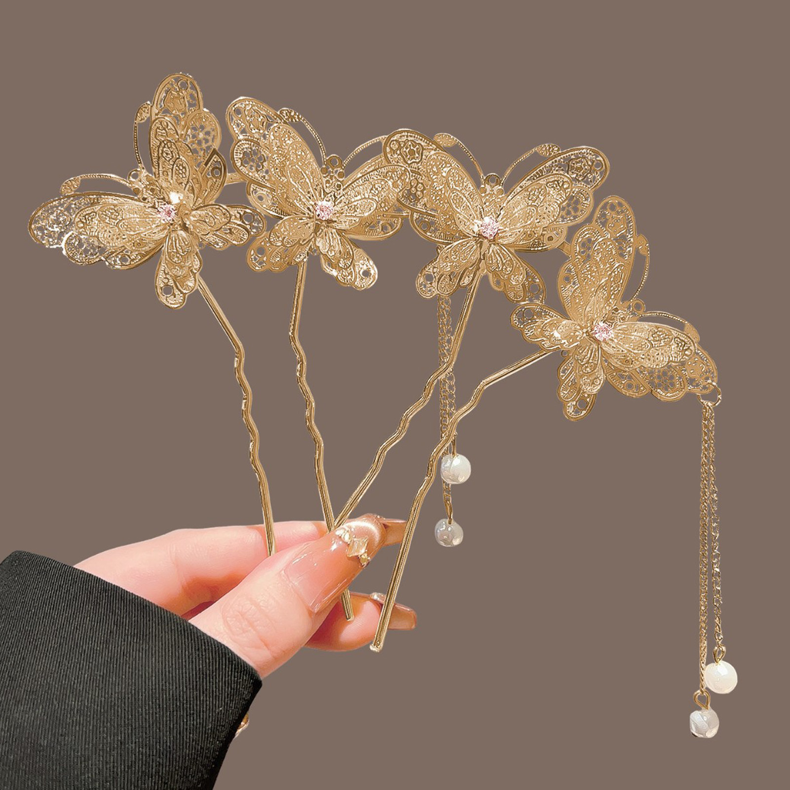 Vintage Fashion Outfit - Neo Chinese Double Butterfly Tassel Hairpin