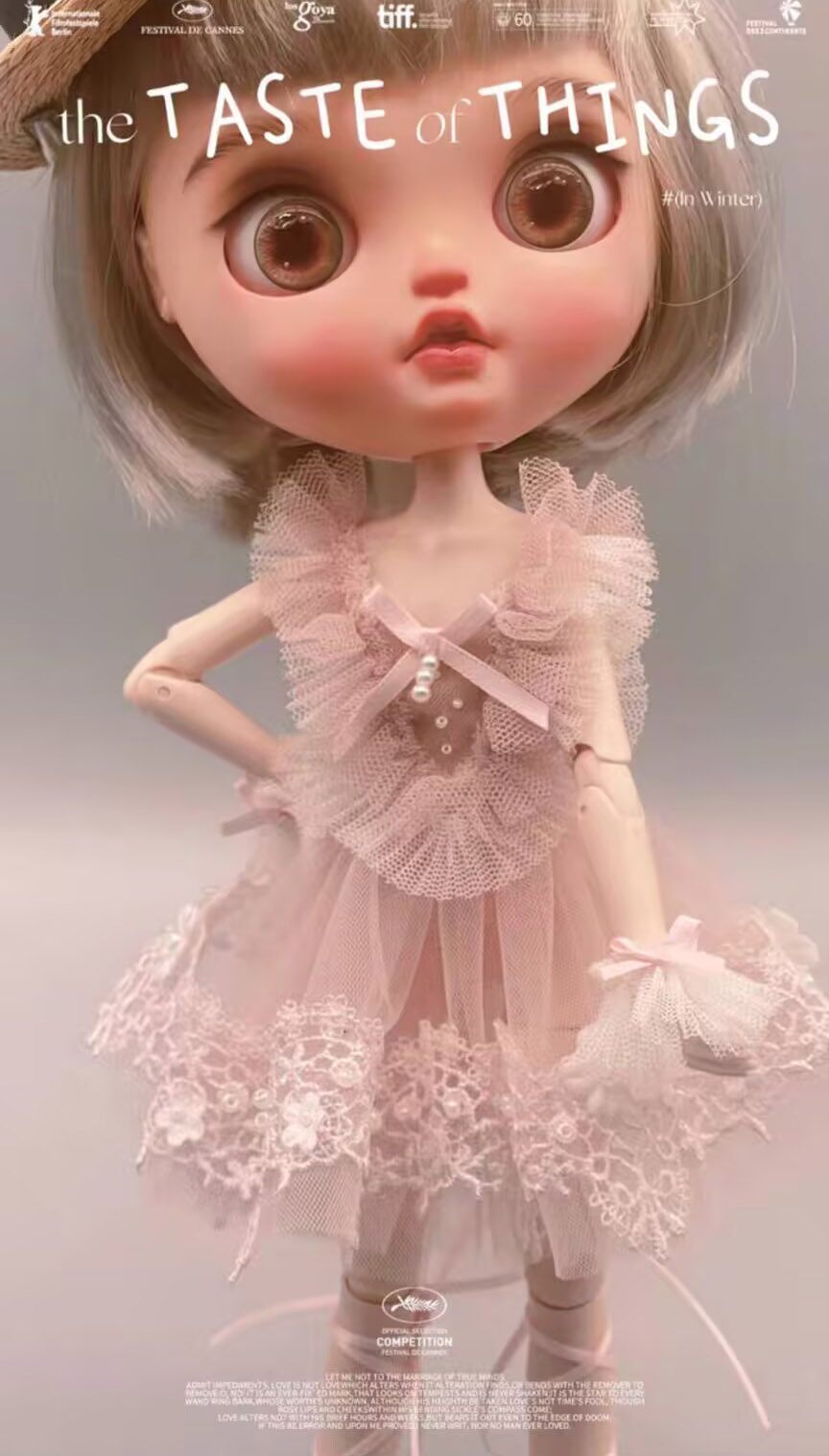 Vintage Fashion Doll - 2pcs elegant Blythe/landoudou pink dress+white rose