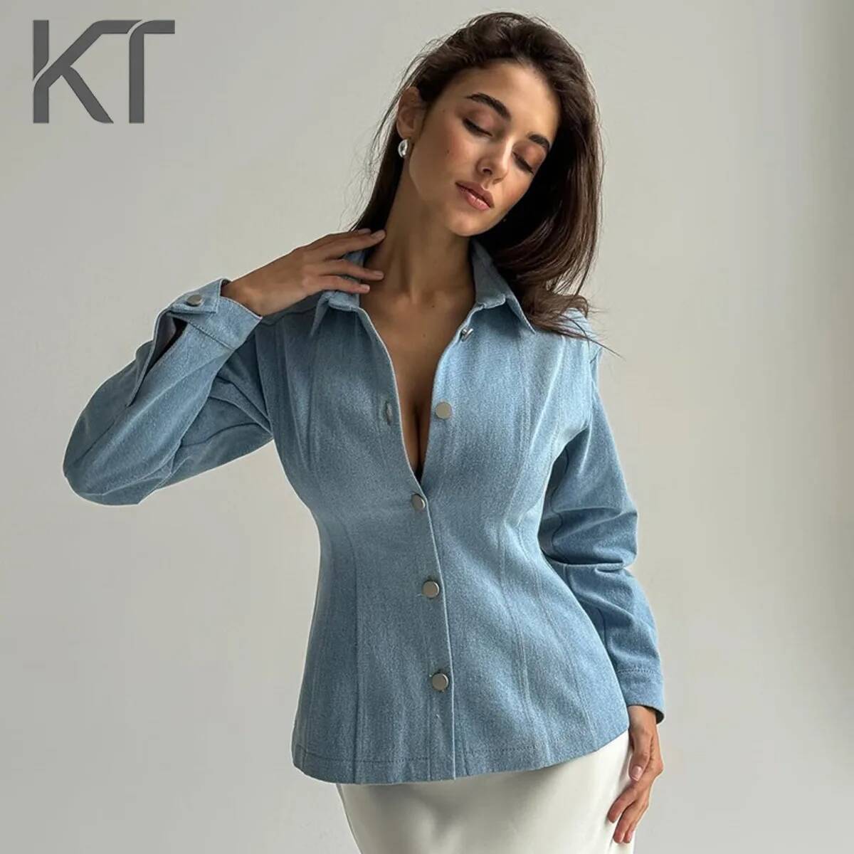 Vintage Fashion - KT Vintage Waist Cinching Denim Shirt