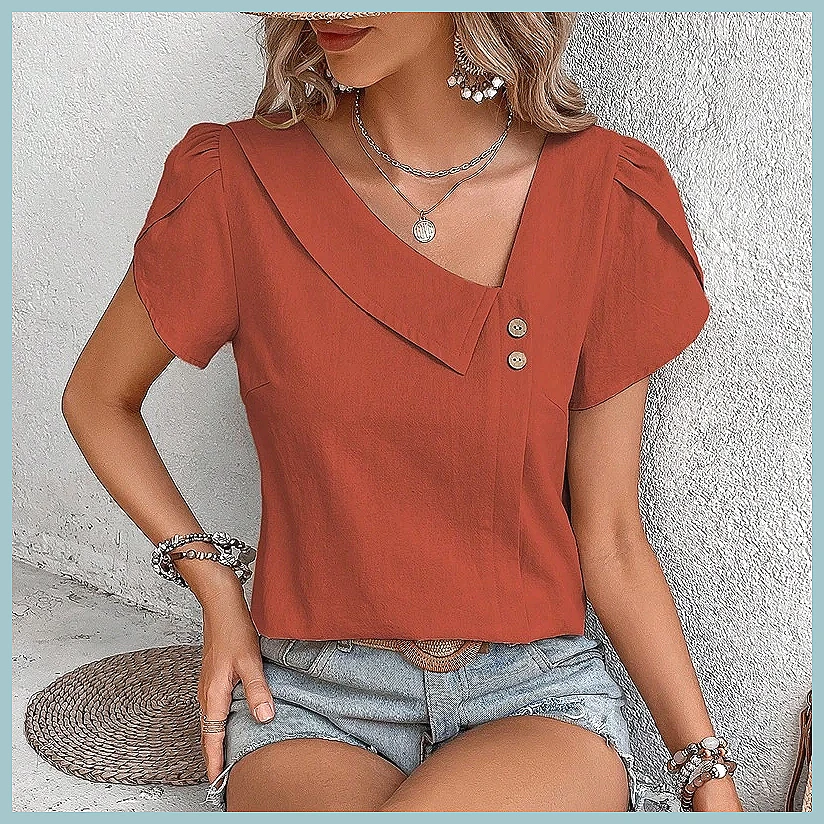 Vintage Fashion - 2024 Summer Vintage Solid Color Blouse