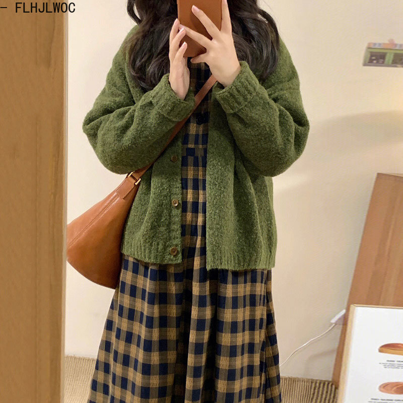Coffee Plaid Dresses 2023 Basi - огляд і ціна Vintage Fashion Korea