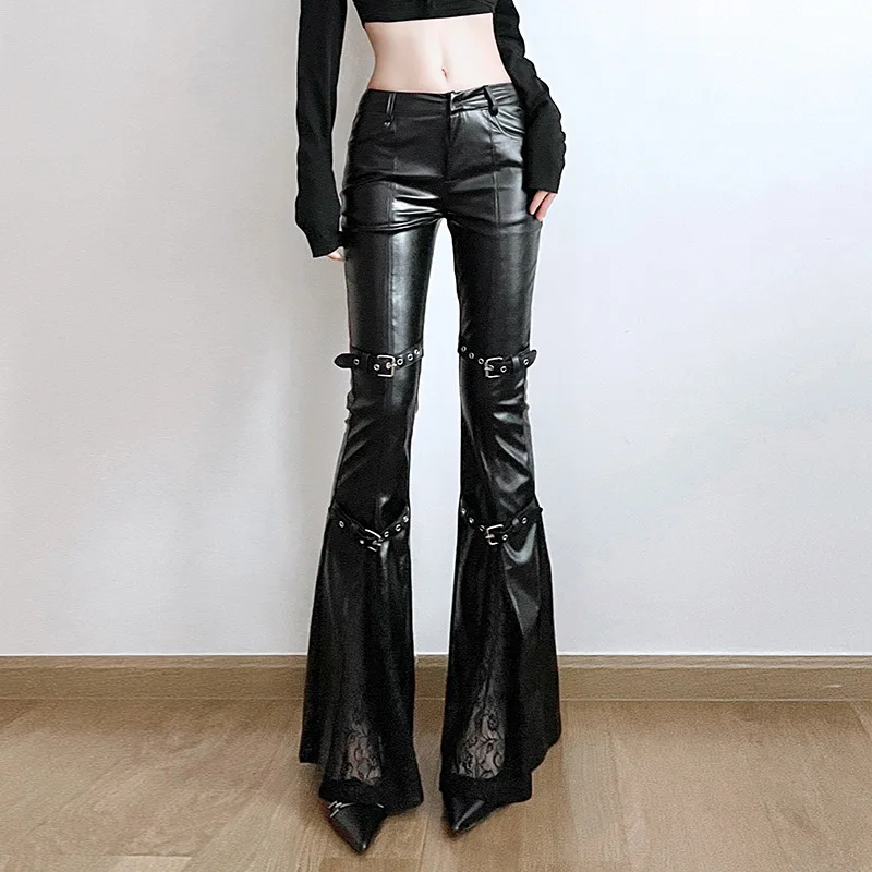 Women's PU Leather Flare Pants - огляд і ціна Vintage Fashion Streetwear