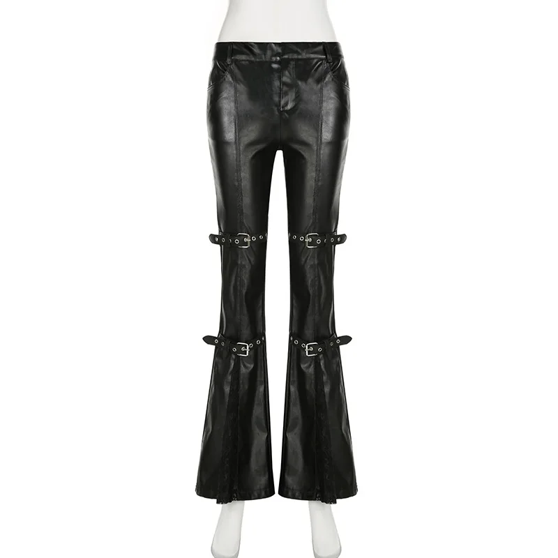Women's PU Leather Flare Pants - огляд і ціна Vintage Fashion Streetwear